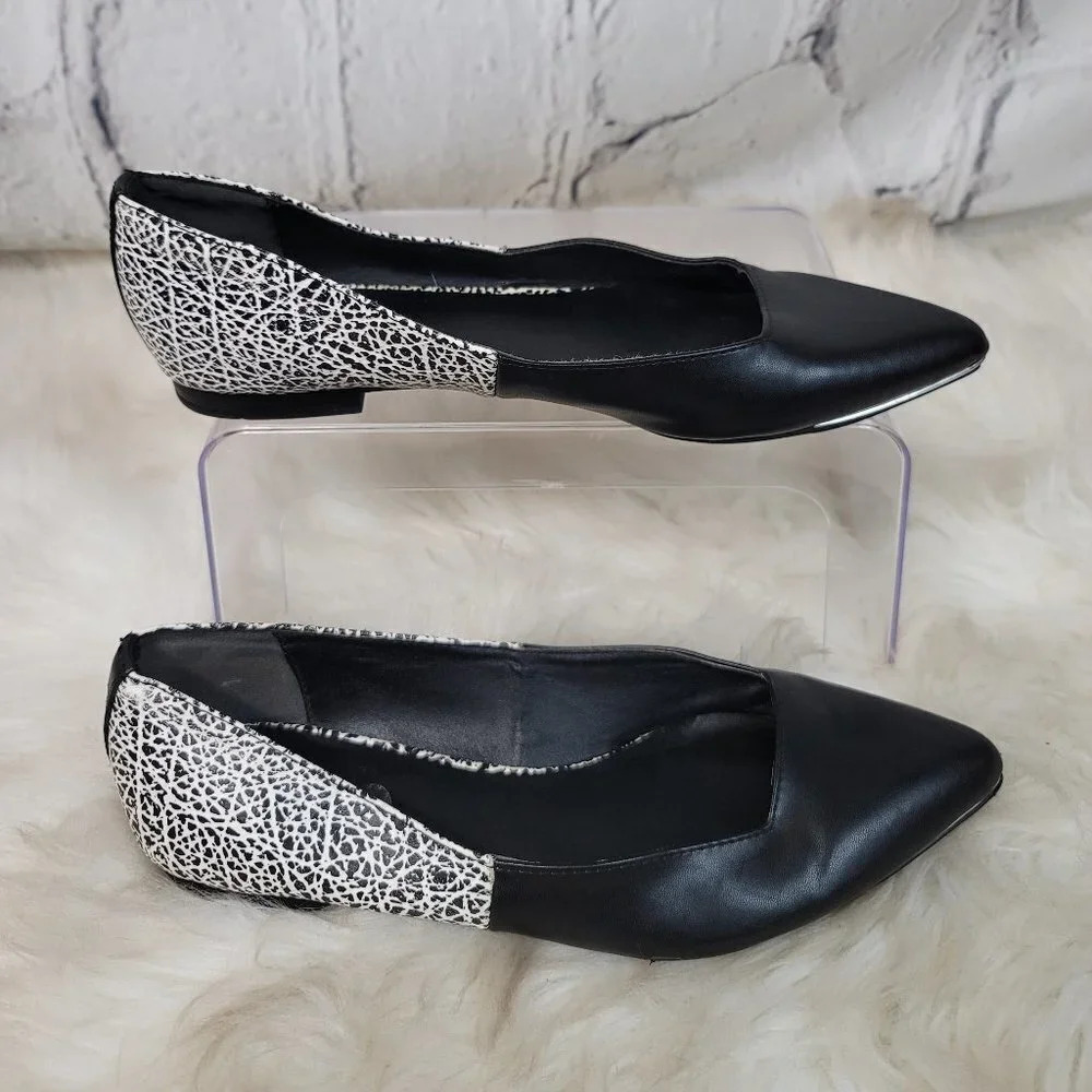 Circus Sam Edelman Women's‎ Sz 7 Slip On Shoes Flats Pointed Toe Black Vegan Art